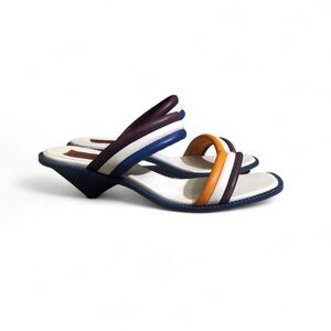 MISSONI Strappy Multicolor Leather Kitten Heel/Wedge  Sandals Size 40